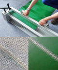 24 Inch Conveyor Belt Lacing Tool With Wire Hook Buckle Splice Fasteners Manual Roller Lacer and belt close-up