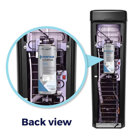 Back view of water cooler with Two Pack Replacement Filter Cartridge For Water Cooler S 54 H 54 2HL Aquverse A3000K A3500K A6000K A6500K