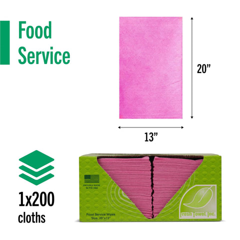 Fresh Towel pink reusable food-service paper towels, 13 x 20 inches, 200-count case