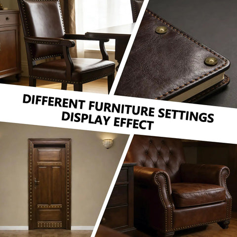 Different furniture settings showcasing Top Shelf Upholstery Tacks For Furniture Makeovers 120 Piece Antique Bronze hardware.