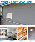 10 Inch Hooded Wall Vent With Screen And Damper For Outdoor Exhaust mounted on house wall, various applications shown below