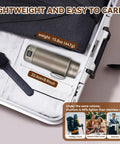 Pure Titanium Electric Kettle For Travel With Smart Dual Voltage 110V-240V, Portable Compact Water Boiler 380Ml in a suitcase, showing size and weight