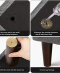 Installation steps for 3 Inch Modern Furniture Legs Set Of 4 For Sofa Couch Bed Chair Desk Table with preinstalled M8 bolts.