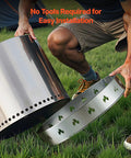 27 Inch Smokeless Fire Pit Stand For Solo Stove Bonfire being installed on grassy surface