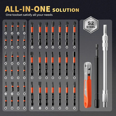 Magnetic Impact Nut Driver Set 86 Piece Heavy Duty With Metric And SAE Bits Socket Adapters Wing Nut Driver S2 steel