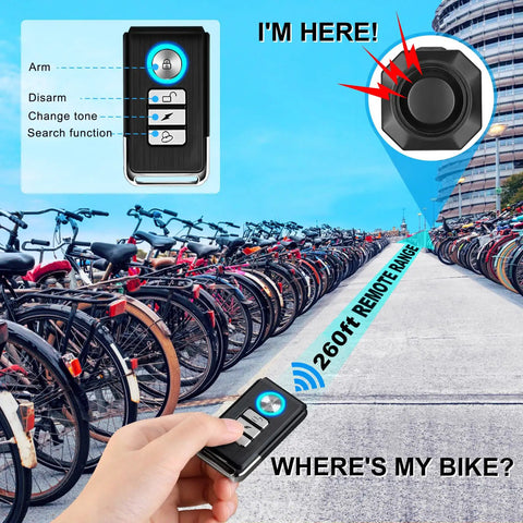 Person holding a remote control from the Rechargeable Bike Alarm With Remote, 110dB Wireless Anti Theft System.