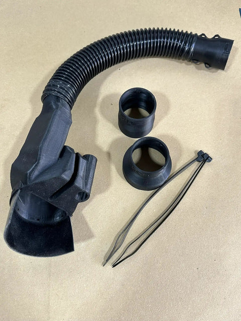 Beef Up Your Miter Saw With This Heavy Duty Dust Collection Attachment, Compatible With DWS709 DW718 DWS779 DWS780 DWS782, Easy Mount And Quick Setup For A Cleaner, Safer Shop, shown with accessories including hose adapters and zip ties