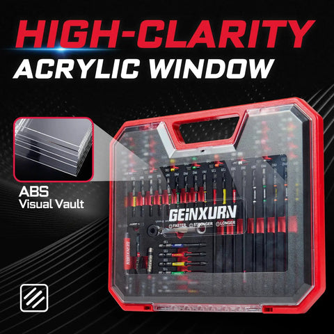 Ultimate Home DIY 58 Piece Screwdriver Set With 53 Magnetic Impact Bits And Case From Geinxurn in clear acrylic case