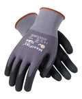 Ultimate Foam Nitrile Palm Coated Work Gloves With Snug Fit, Grippy For Wet Or Dry Environments, Abrasion Resistant, All Day Comfort, Gray, XL Pack Of 12, shown flat with black palms and gray backs, pair