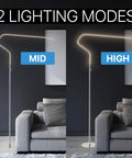 65-Inch Chrome Integrated LED Floor Lamp With Dimmable Touch Sensor in mid and high lighting modes