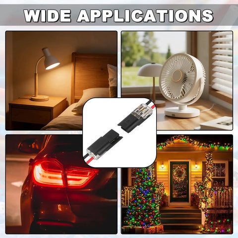 50 Pack Double Wire Plug In Connectors For LED Light Strips Low Voltage 2 Pin With Locking Buckle used in home lighting