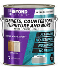 All In One Refinishing Paint Gallon For Furniture And Cabinets In Soft Gray No Stripping Sanding Or Priming Needed label
