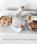 Wearable Baby Blanket Sleep Sack For Safe Sleep And Cozy Nights, 100 Percent Cotton Swaddle Transition Bag TOG 0.5 In Sage Woodland, Medium Fits 6 12 Months, Keeps Little One Snug All Night, shown on baby.