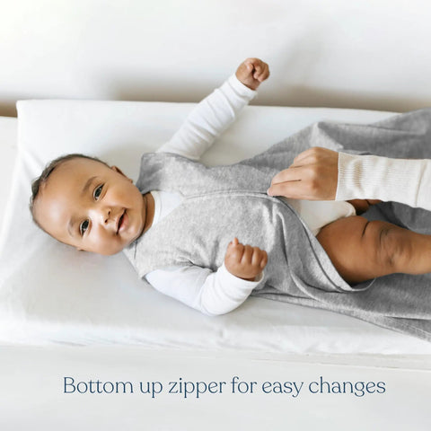 Wearable Baby Blanket Sleep Sack For Safe Sleep And Cozy Nights, 100 Percent Cotton Swaddle Transition Bag TOG 0.5 In Sage Woodland, Medium Fits 6 12 Months, Keeps Little One Snug All Night, shown on baby.