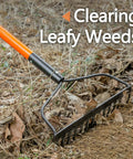 Heavy Duty Garden Rake With 14 Tines And 58 Inch Fiberglass Handle Built To Last High Carbon Steel Build used on dry leaves