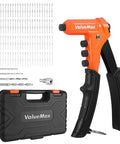 Heavy Duty Four In One Rivet Gun Kit With 200 Rivets And Four Interchangeable Nosepieces shown with case and rivets