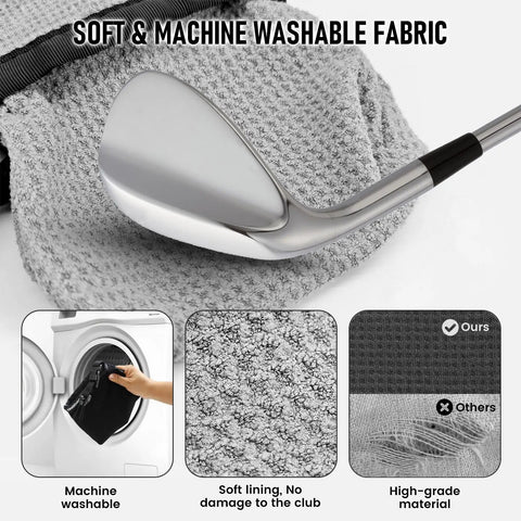 Waterproof Golf Club And Ball Cleaning Bag With Detachable Clip No Spill Liner Keeps Grooves Clean On The Fly Machine Washable