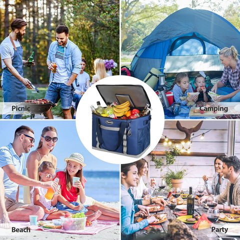 Collapsible Soft Cooler Bag With 75 Can Capacity For Beach And Road Trips Flip Top Lid Leakproof Ice Chest Lightweight Portable Cooler