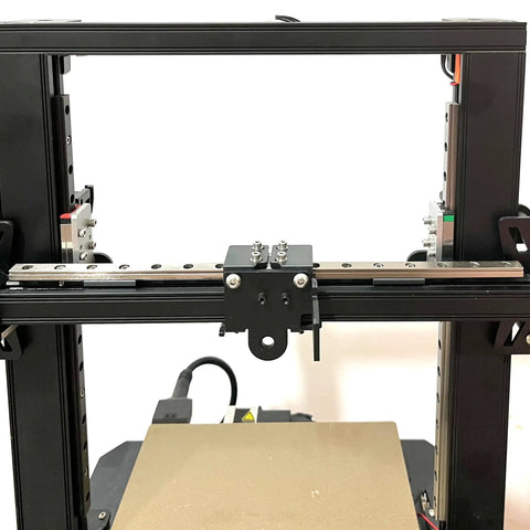 Alt Tag: X Axis Linear Guide Upgrade Kit With MGN9 Rails for Ender 3 printer showing lightweight installation on frame
