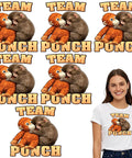 6 Pack DTF Transfers for T Shirts Ready to Press Heat Transfer Stickers 7x7 showing Team Punch design with woman wearing design