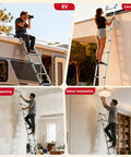 Telescoping Ladder Pro 24.6 Ft With 330 Lbs Capacity, EN 131 Certified, No Standing Zone Top Rungs, Heavy Duty Aluminum, Easy Extend Mechanism, Safe And Stable Ladder For Indoor And Outdoor Projects, used for RV, courtyard, painting, and indoor installation