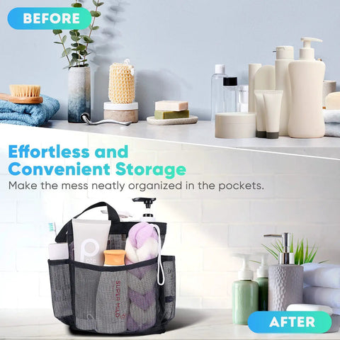 Mesh Shower Caddy Portable For Dorms And Travel With 9 Pocket Large Capacity For Beach Gym Swimming Camping And More Durable Hanging Shower Bag For College Essentials Grab And Go with toiletries