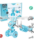 AirBit Build Your Own Airplane STEM Kit For Creative Kids And Curious Adults, blue model components and packaging