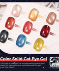 Nine Color Cat Eye Gel Polish Set With Magnetic Nail Kit Dope Holographic Shimmer Gel Strong Magnet And Brush swatches display