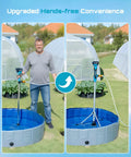 Cordless Stick Water Transfer Pump With Tripod Stand Hands Free in pool setup with man demonstrating use, 720 GPH flow