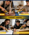 Target users using Cordless Electric Scissors Cardboard Cutter With LED Light And Safety Lock in various tasks