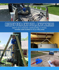 FITHOIST 1540LBS electric hoist winch with remote control, blue unit shown in multiple installation scenes.