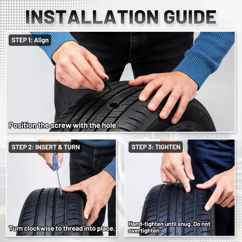 Installation guide for 60 Piece Tire Repair Kit With Rubber Nails And Self Tapping Spiral Plugs For Tubeless Tires Emergency Puncture Fix Tools