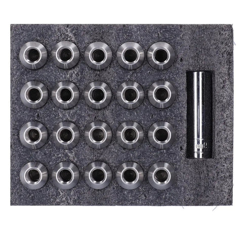 Super Cool 1-2-20 Lug Nuts Socket Kit Made From Super Tough T304 Stainless Steel That Stands Up To Any Rust, Heat And Bumper Bumps While Providing A Dead Universal Fit For All Your Daily Wheels With Top Strength And Long Term Grip For 20 Pieces Total, 20 lug nuts and socket tray