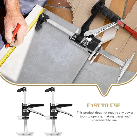 2Pack Ergonomic Arm Lifting Tool Hand Jack For Furniture Tile And Appliance Elevation Adjustable Height Lifter close-up with measurement guide.