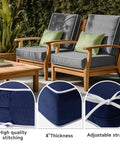 2 Pack Outdoor Patio Chair Cushions 20x20x4 Navy Waterproof With Non Skid Ties High Density Foam Cushion And Cover Included