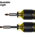 Two 8-In-1 Stubby Screwdrivers with Magnetic Handle, Impact Rated and Adjustable Blade, compact design with visible branding