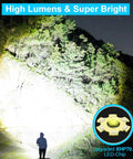 Beam of Rechargeable 10000 Lumen LED Tactical Flashlight With 5000mAh Battery illuminating trees at night with high lumens