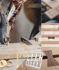 All In One 7 By 7 Inch Router Templates Set With Ten In One Bowtie Inlay And Butterfly Templates For Woodworking showing kit components and usage