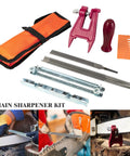 Pro Grade Chainsaw Sharpening Kit With Four Round File Sizes 5/32 3/16 13/64 7/32 Flat File And Handle Stump Vise Filing Guide