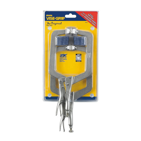 Beefy Locking C Clamp Set With Wide Opening Jaws And Guarded Quick Release Trigger, High Grade Alloy Steel Construction, 2 Piece Clamp Bundle For Securing Tapered Or Odd Shaped Work On Any Project, 9SP clamp set