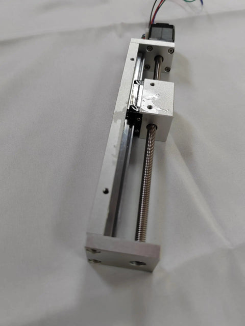 Sick Mini Linear Actuator With Motor And Lead Screw 100 mm Stroke for DIY CNC router showing aluminum body and lead screw mechanism.