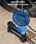 Heavy Duty 12V Air Compressor Portable Tire Pump displaying easy-to-read pressure gauge, ideal for trucks and SUVs.