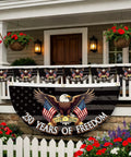 250 Year Freedom Anniversary Patriotic Eagle Bunting Flag 1776 2026 Commemorative displayed on porch, 2x4 ft with brass grommets