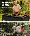 Elderly man gardening with Waist-High Raised Garden Bed On Legs For Easy Upright Gardening 48X24X30 Inch Elevated Planter Box.