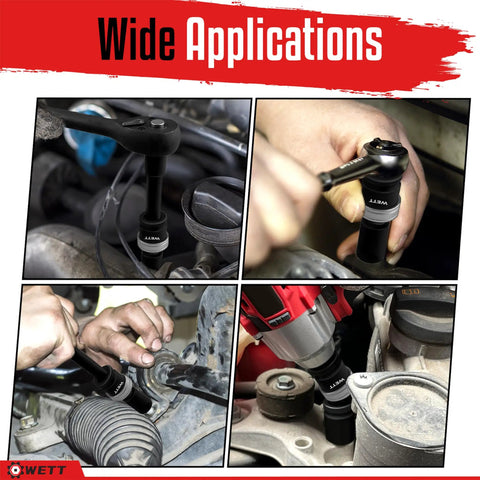 3 Piece Impact Universal Joint Set With 1/4 Inch 3/8 Inch And 1/2 Inch Drive Swivel Sockets in automotive use
