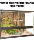 Two Pack Clear Reptile Terrarium Slider Lock Featuring Heavy Duty Adhesive Mount No Drill Needed For Bearded Dragon Cages And Cabinet Latches, transparent design with secure sliding doors.