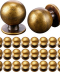 24 Pack 1 Inch Round Solid Vintage Antique Brass Cabinet Knobs Pulls For Cabinets And Drawers With Screws Included Ball Knobs
