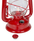 Close-up of lower part of 12 Inch Hurricane Lantern With Durable Red Finish For Camping And Emergencies showing wick and handle