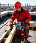 Heavy Duty Hammer Drill Handle For 60-65mm Front Grip With Non Slip Abs Steel Texture That Cools Down Hands and Kills The Vibes On Tough Masonry Projects being used on construction site.