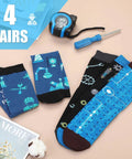 Four Pairs Engineer Socks For Men Funny Novelty Crew Socks Gift Idea For Dad Grandpa Fathers Day Birthday Occupation Gift